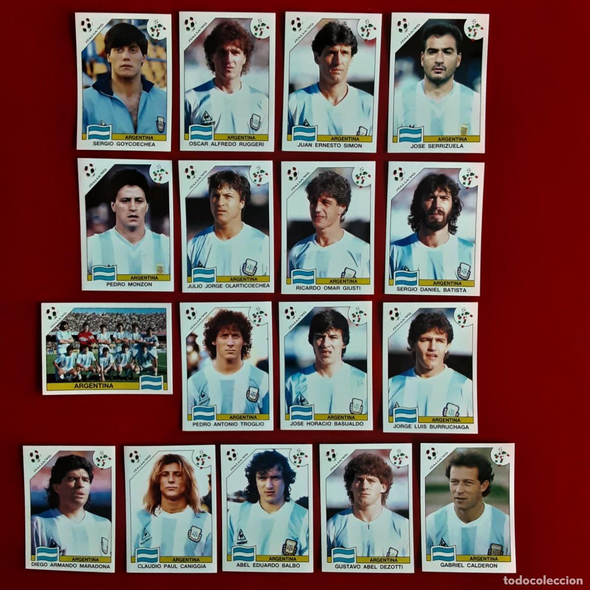 Cromos de f&uacute;tbol: SELECCION COMPLETA ARGENTINA WORLD CUP STORY SONRIC'S-PANINI-MUNDIAL ITALIA 90-SIN PEGAR/MARADONA