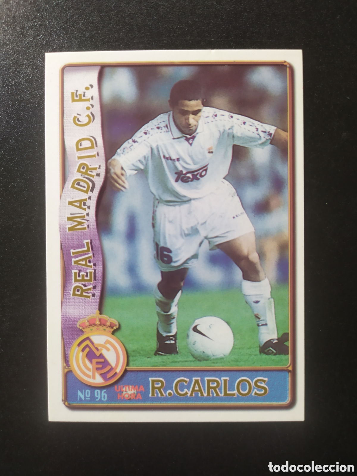 Cromos de f&uacute;tbol: Mundicromo fichas Liga 1996 1997 96 97 Roberto Carlos ultima hora rookie n&deg; 96 Real Madrid