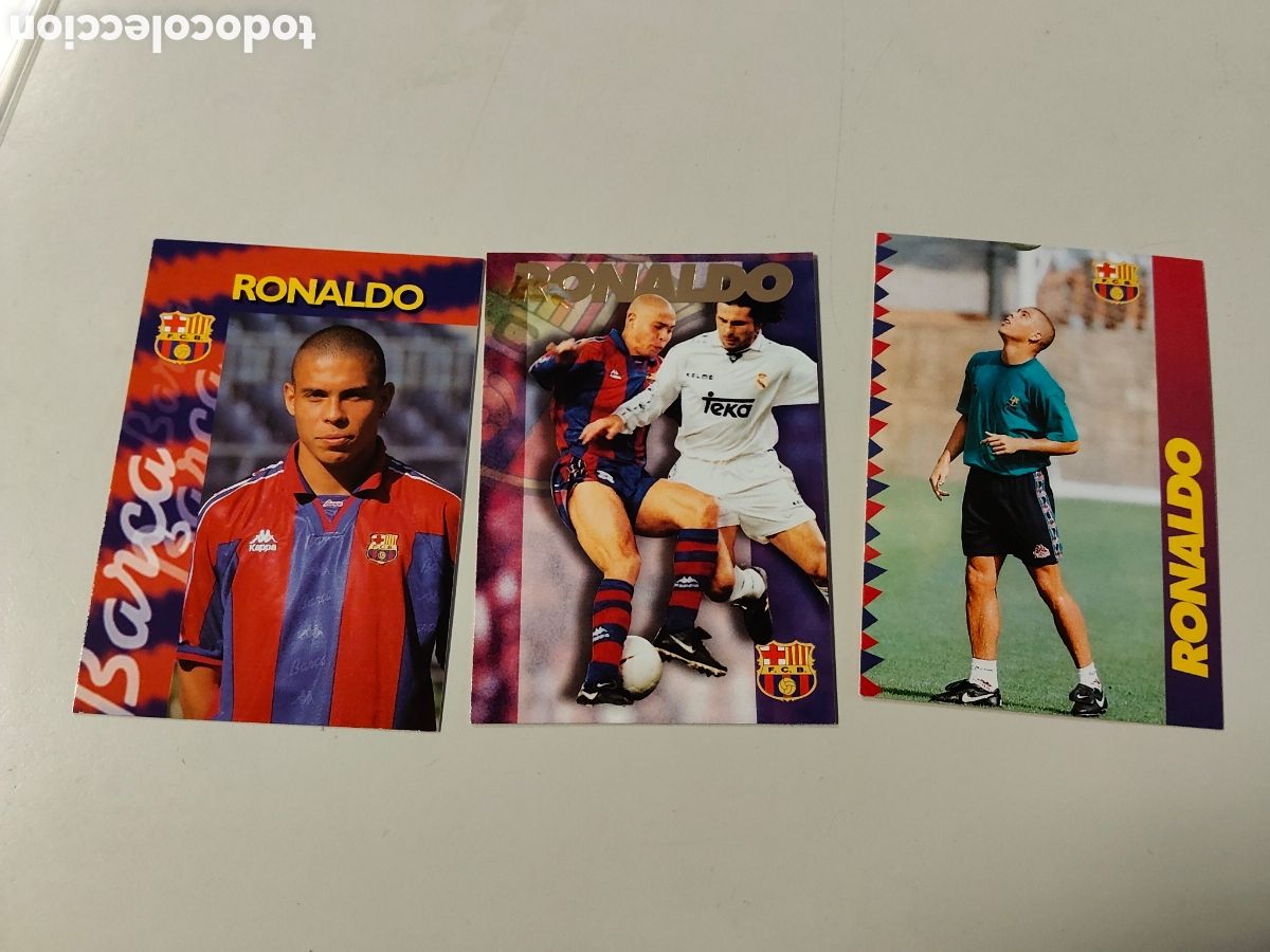 Football Stickers: Lote de 3 trading cards futbol club Barcelona Panini 96-97 Ronaldo Nazario rookie