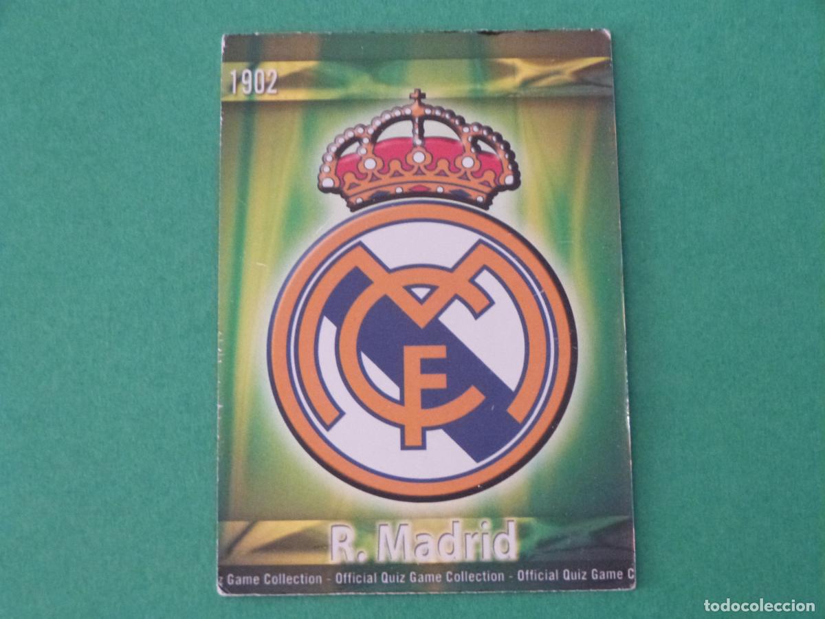 Cromos de f&uacute;tbol: TRADING CARD FUTBOL ESCUDO REAL MADRID C.F. BRILLO LISO N&ordm; 28 FICHAS LIGA MUNDICROMO 2009-2010/09-10