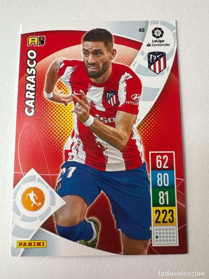 Cromos de f&uacute;tbol: Carta Carrasco Atl&eacute;tico de Madrid 49 Adrenalyn 2021-22