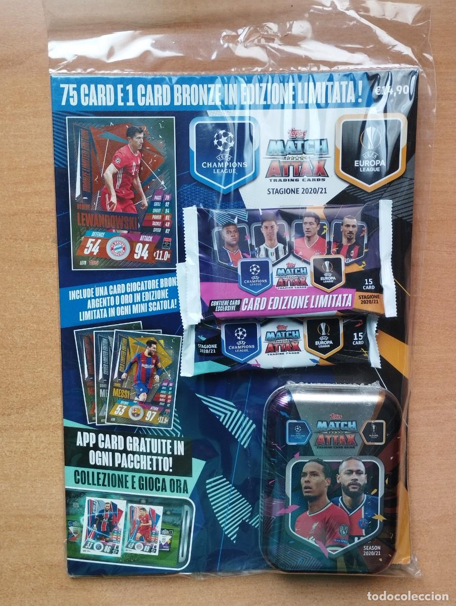 Football Stickers: PACK LATA TOPPS MATCH ATTAX 2020 2021 20 21 + 2 SOBRES SIN ABRIR MESSI ORO PLATA O BRONCE