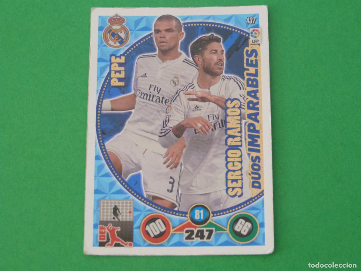 Figurine di Calcio: TRADING CARD FUTBOL PEPE SERGIO RAMOS REAL MADRID C.F. N&ordm; 437 LIGA ADRENALYN XL 2014-2015/14-15