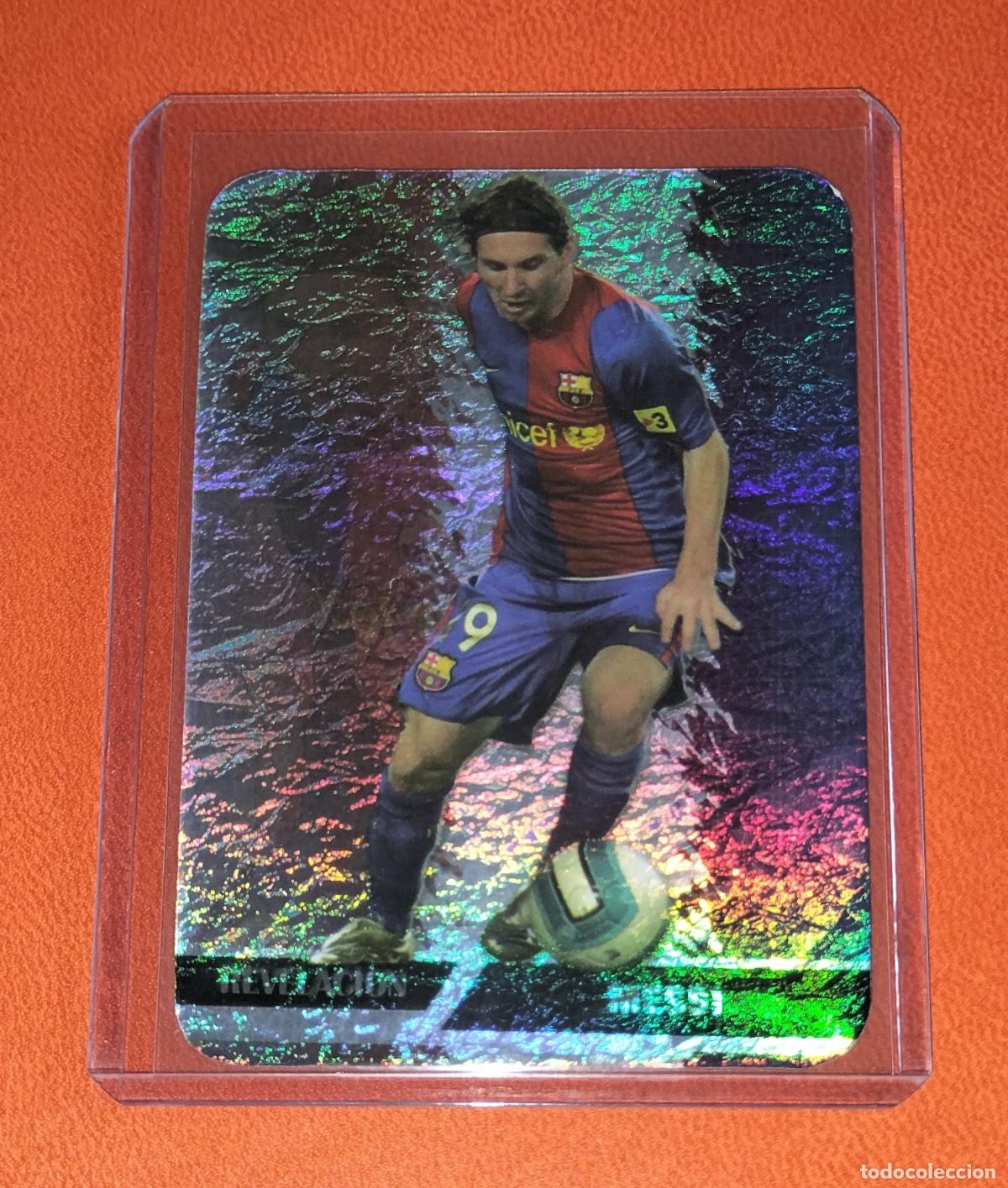Cromos de f&uacute;tbol: 542 LIONEL MESSI REVELACION JASPEADO HORIZONTAL FC BARCELONA CARD MUNDICROMO LIGA 2007 2008 07 08