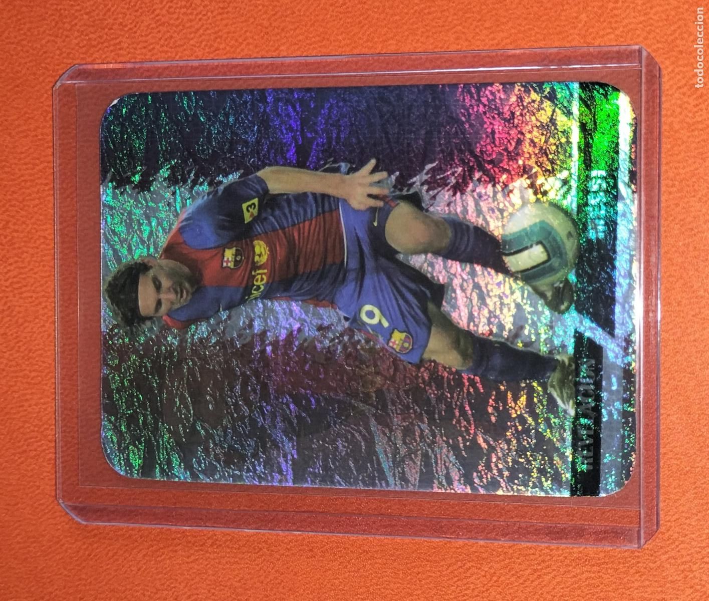 Cromos de f&uacute;tbol: 542 LIONEL MESSI REVELACION JASPEADO HORIZONTAL FC BARCELONA CARD MUNDICROMO LIGA 2007 2008 07 08