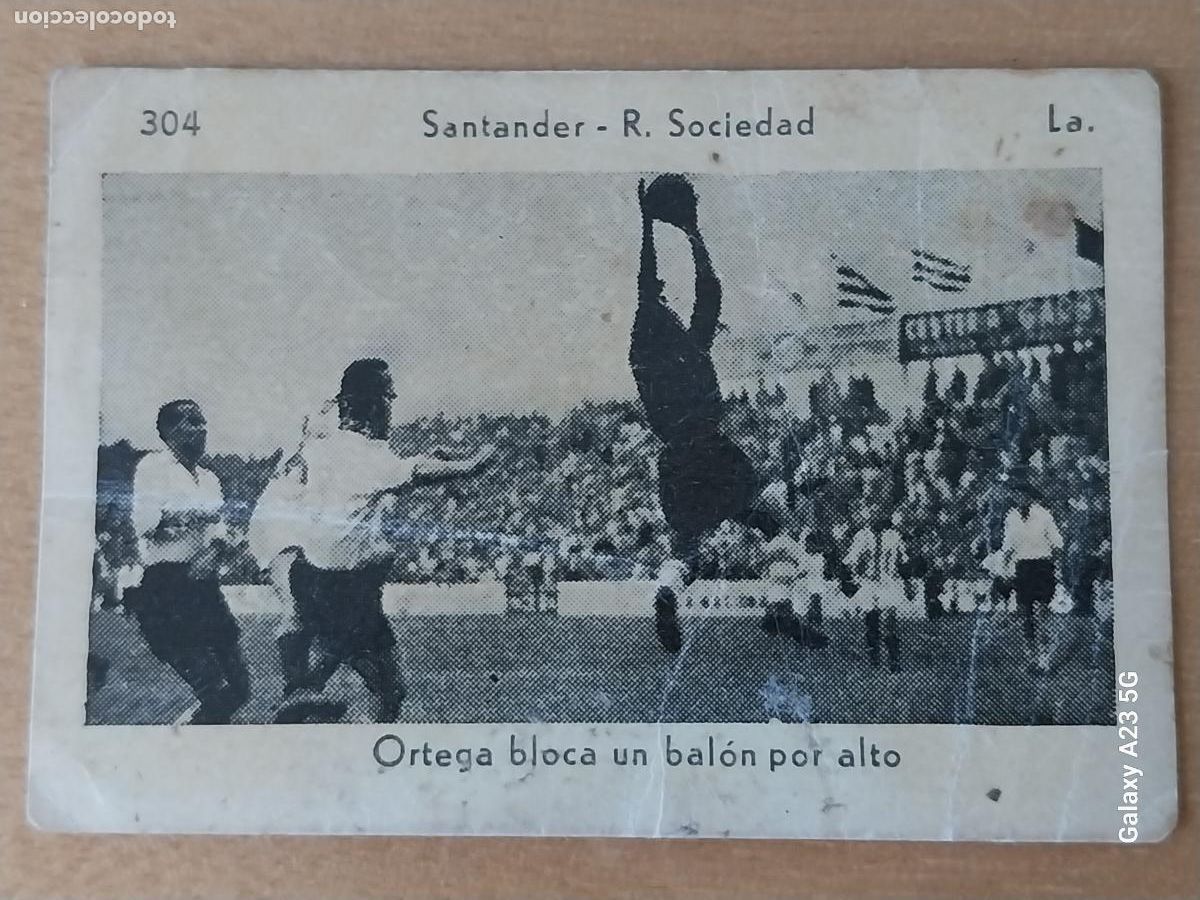 Cromos de f&uacute;tbol: 1951 1952 REAL SOCIEDAD SANTANDER ORTEGA BLOCA BALON ED KROMEL CROMO 304 ORIGINAL 6X4CMS APROX