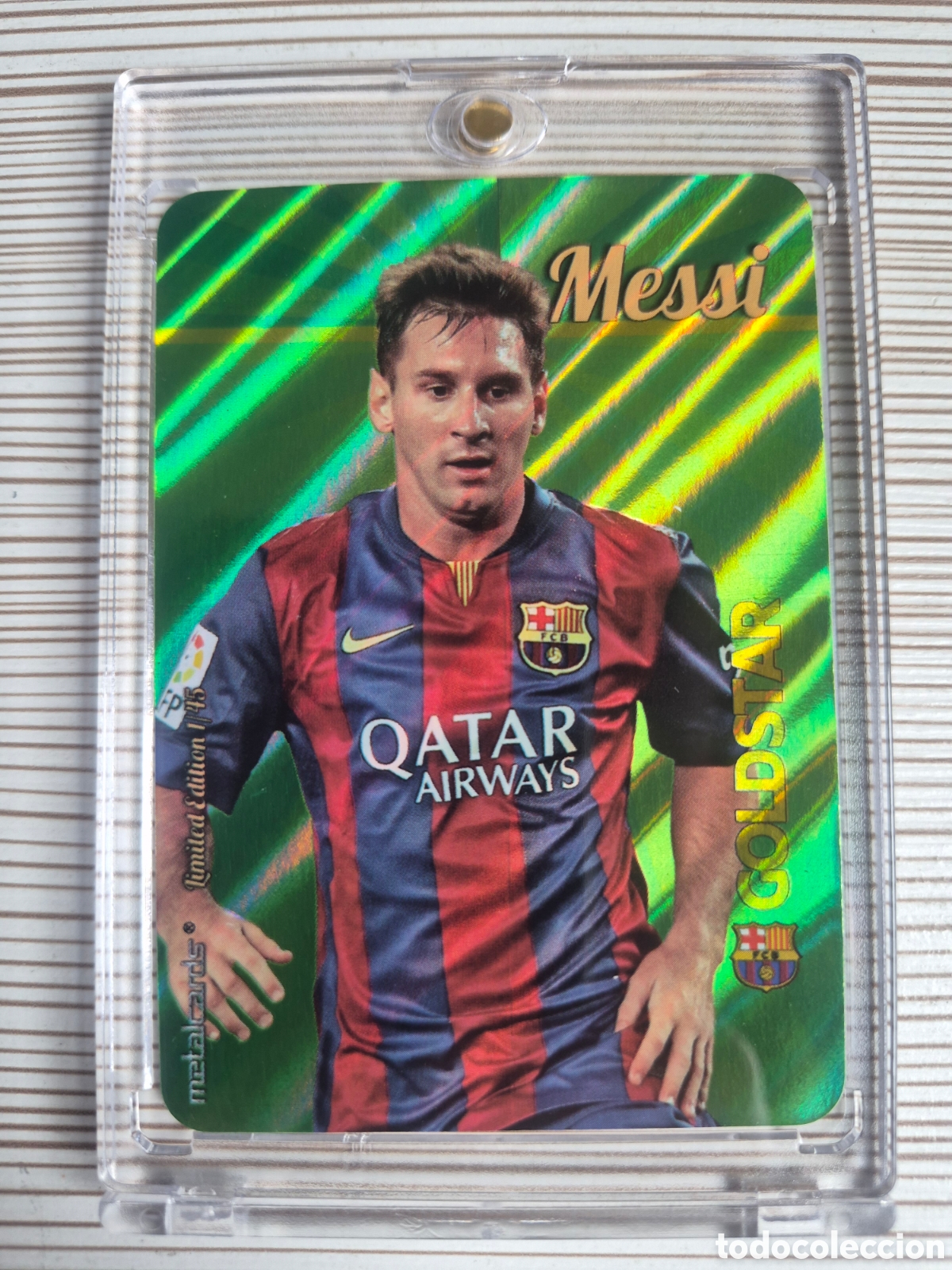 Cromos de f&uacute;tbol: MESSI GOLD STAR RAYAS DIAGONALES/AGUAS MUNDICROMO 2015 2016 IMPOLUTO!! LEER