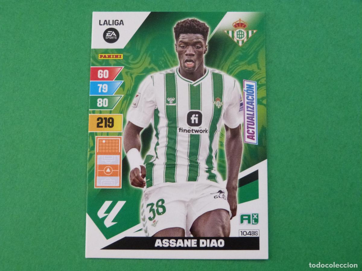 Cromos de f&uacute;tbol: TRADING CARD FUTBOL ASSANE DIAO BETIS BALOMPIE N&ordm; 104 BIS LIGA ADRENALYN XL 2023-2024/23-24 PANINI