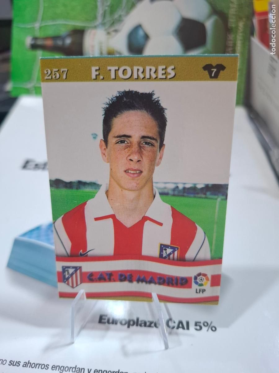 Football Stickers: FERNANDO NI&Ntilde;O TORRES ROOKIE ATLETICO MADRID VERSION DIFICIL TOP 2002 2003 MUNDICROMO LIGA 02 03