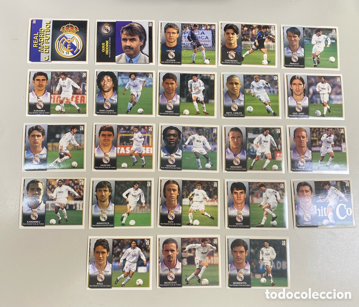 Cromos de f&uacute;tbol: Lote 23 cromos Real Madrid Liga Este 98 99. Nunca pegados