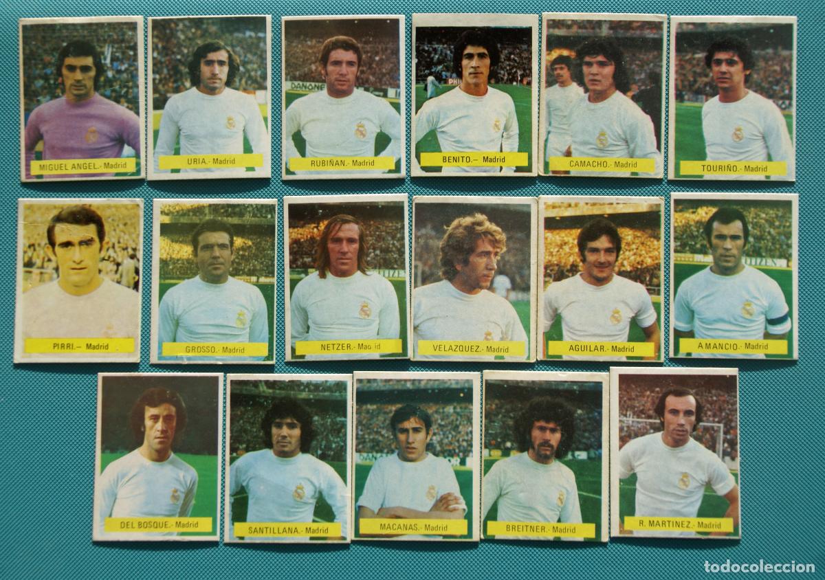 Cromos de f&uacute;tbol: ED. FINI 75 76 R MADRID. EQUIPO COMPLETO RECUPERADO. TODO LO EDITADO DEP LEGAL MU