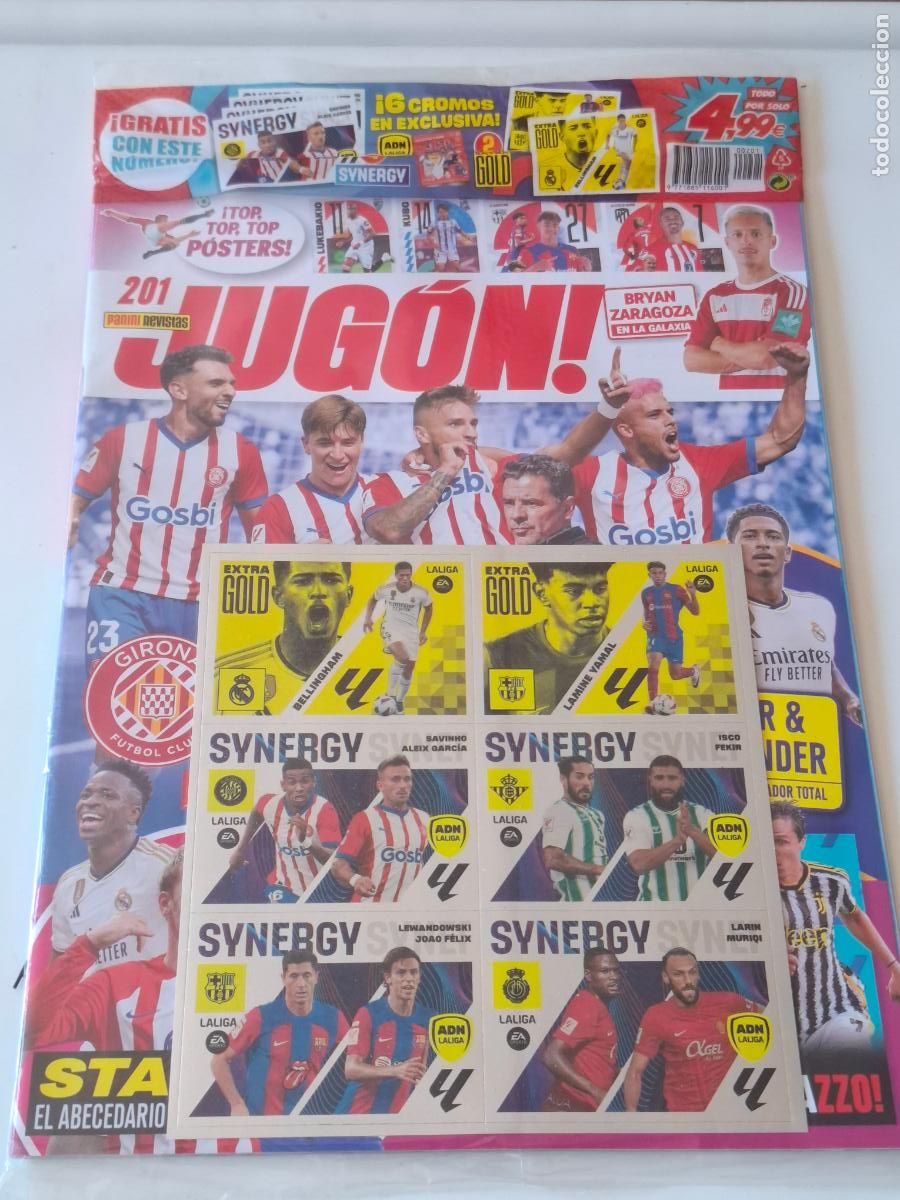 Cromos de f&uacute;tbol: REVISTA JUGON 201 LAMINE YAMAL EXTRA GOLD 2023 2024 LIGA 23 24 ROOKIE BARCELONA
