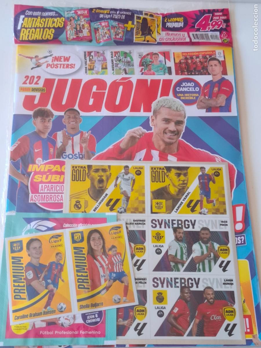 Cromos de f&uacute;tbol: REVISTA JUGON 202 LAMINE YAMAL EXTRA GOLD 2023 2024 LIGA 23 24 ROOKIE BARCELONA