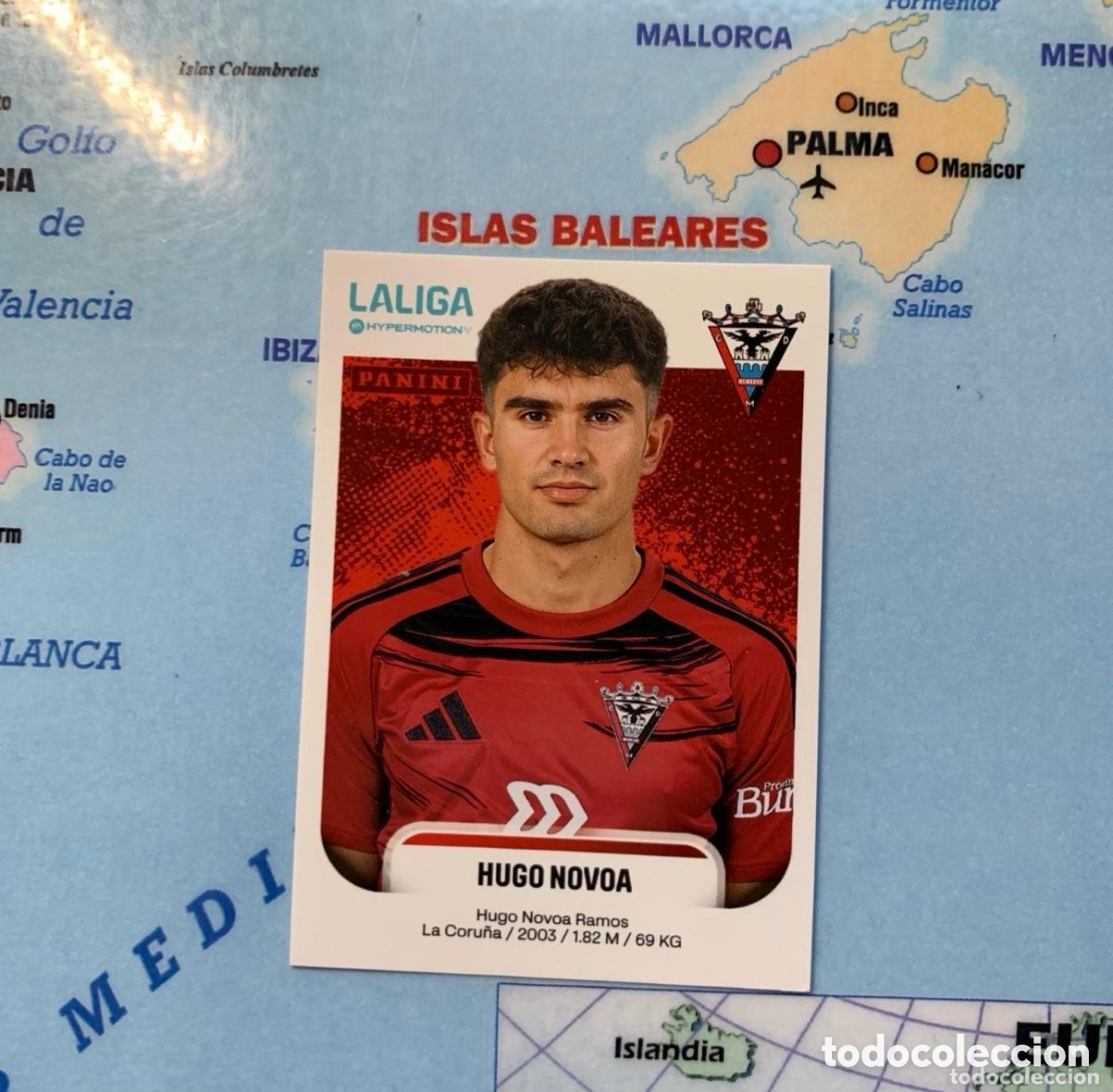 Cromos de f&uacute;tbol: Hugo Novoa n&uacute;mero 310 del Mirandes cromo liga Hypermotion 25-26 2025-2026