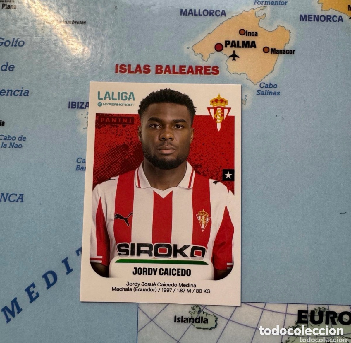 Cromos de f&uacute;tbol: Jordy Caicedo n&uacute;mero 379A Del Sporting de Gij&oacute;n cromo liga Hypermotion 25-26 2025-2026