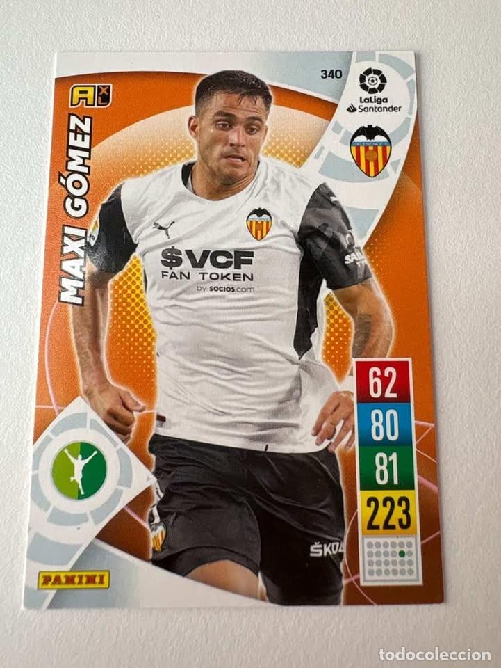 Football Stickers: Carta Maxi G&oacute;mez Valencia 340 Adrenalyn 2021-22