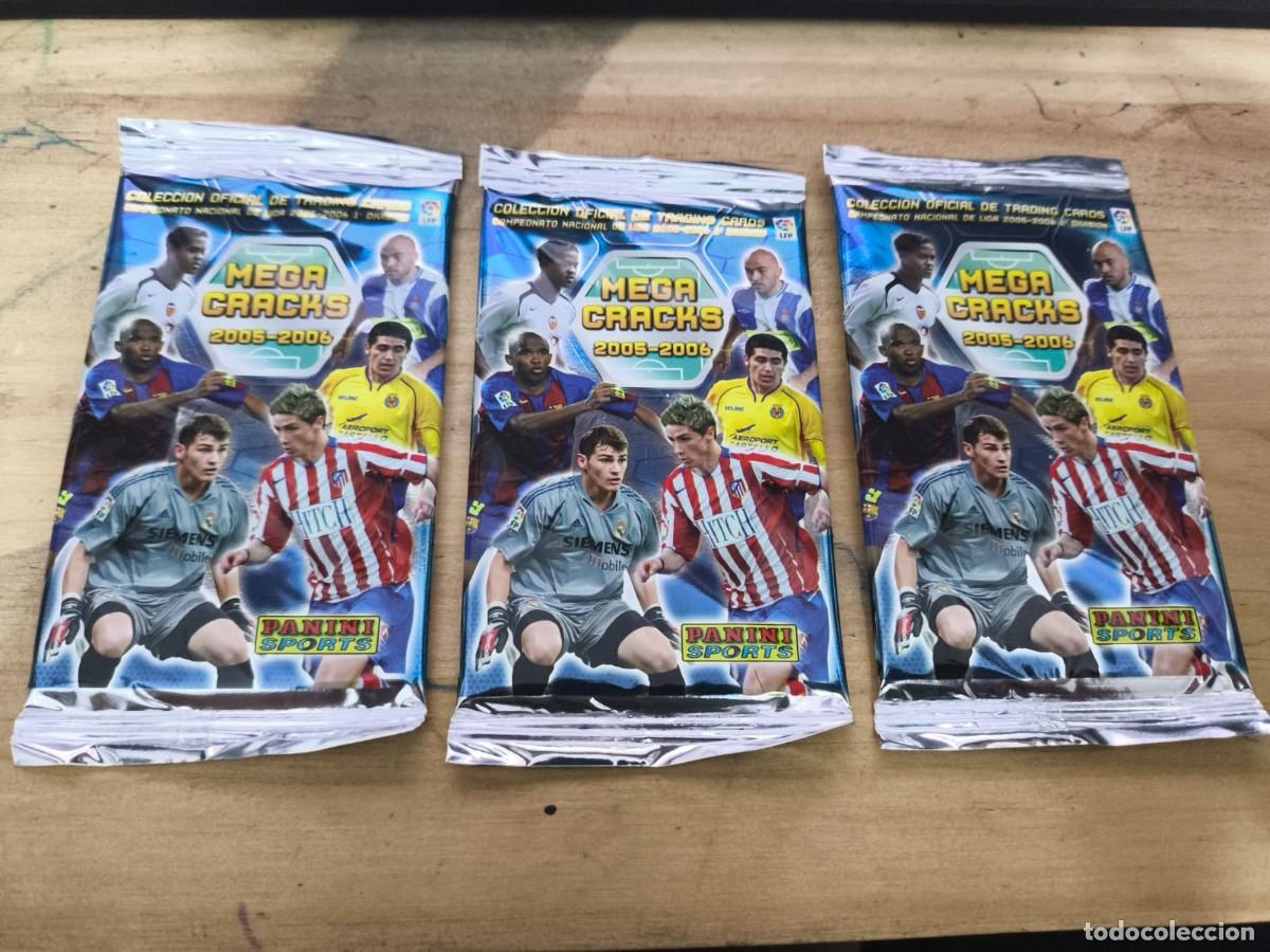 Cromos de f&uacute;tbol: Lote de 3 sobres originales Panini Megacracks 2005-2006 SIN ABRIR