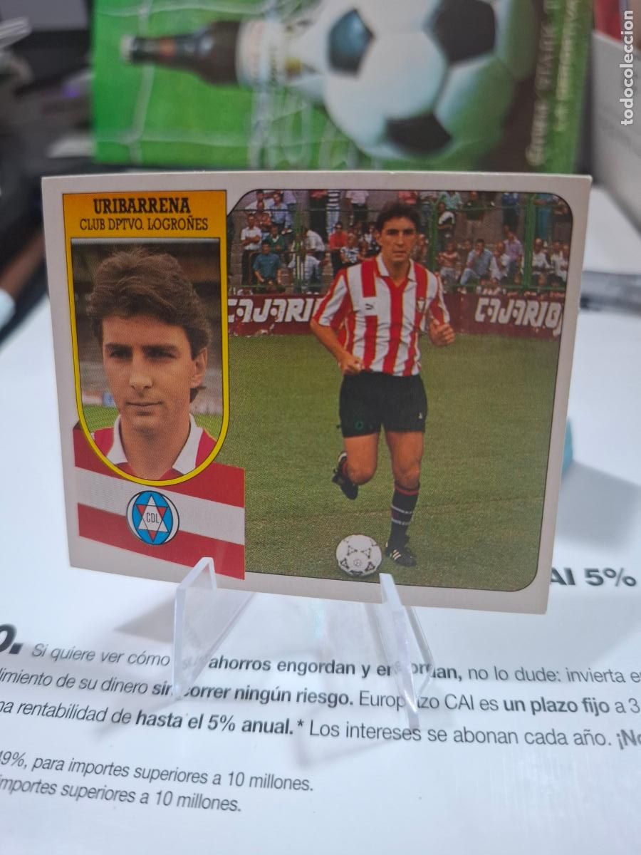 Figurine di Calcio: URIBARRENA FICHAJE 35 LOGRO&Ntilde;ES LIGA 1991 1992 LIGA 91 92 EDICIONES ESTE DESPEGADO