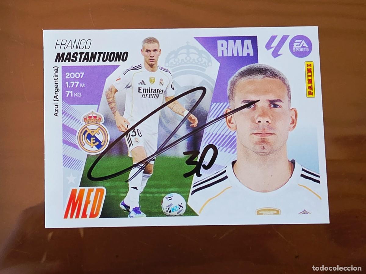 Football Stickers: Cromo firmado de Franco Mastantuono con aut&oacute;grafo, Real Madrid