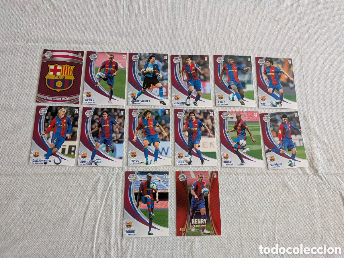 Figurine di Calcio: LOTE DE 14 CARTAS DIFERENTES BARCELONA MEGACRACKS 2007 2008. 07/08.