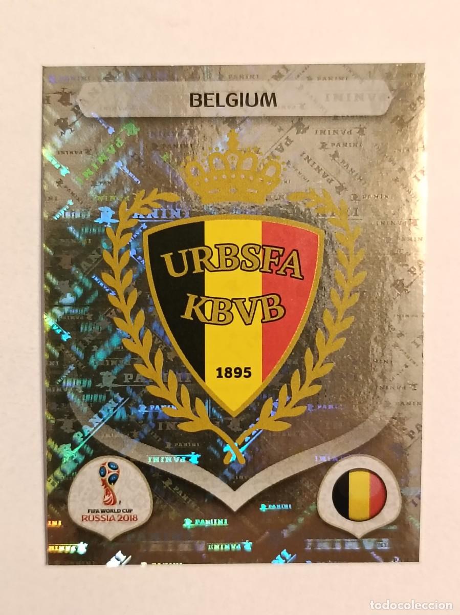 Fu&szlig;ball-Sticker: #500 ESCUDO (BELGICA) MUNDIAL RUSIA 2018 PANINI VERSION ROSA