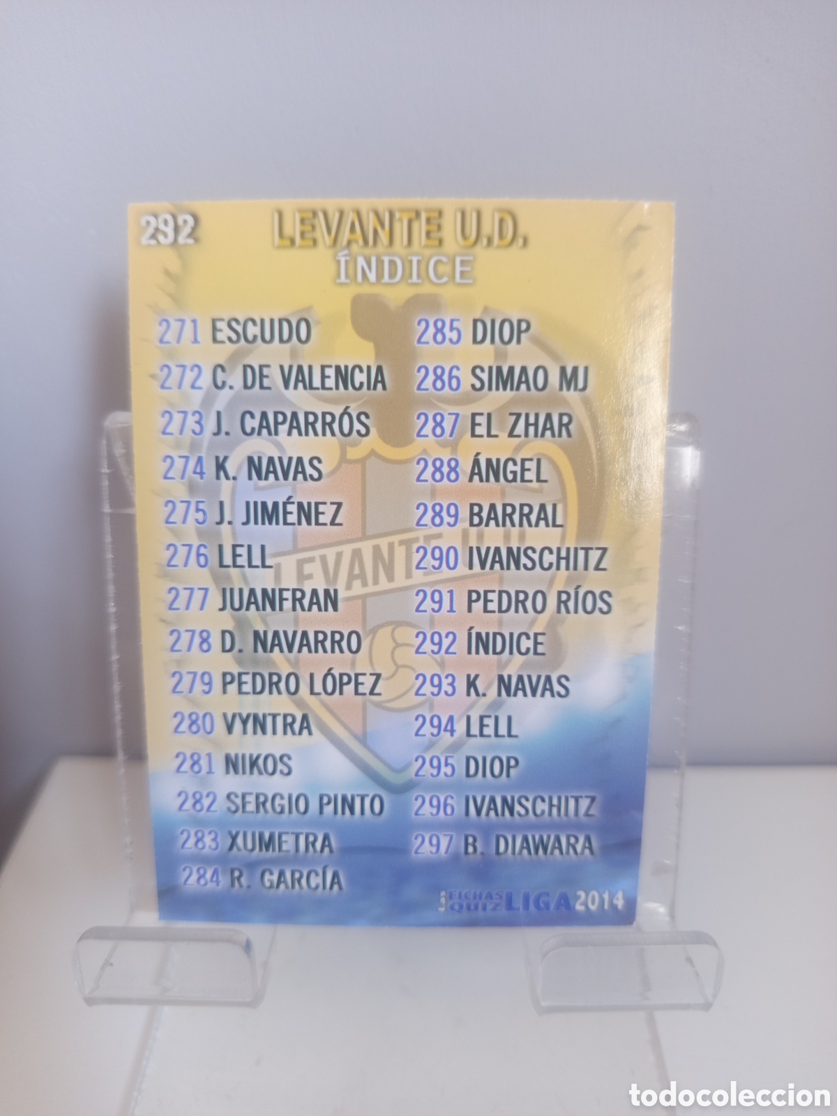 Cromos de f&uacute;tbol: ❇️ CROMO CARD ⚽ &Iacute;NDICE LEVANTE 292 FICHAS LIGA QUIZ GAME 2014 13 14 2013 2014 MUNDICROMO ❇️