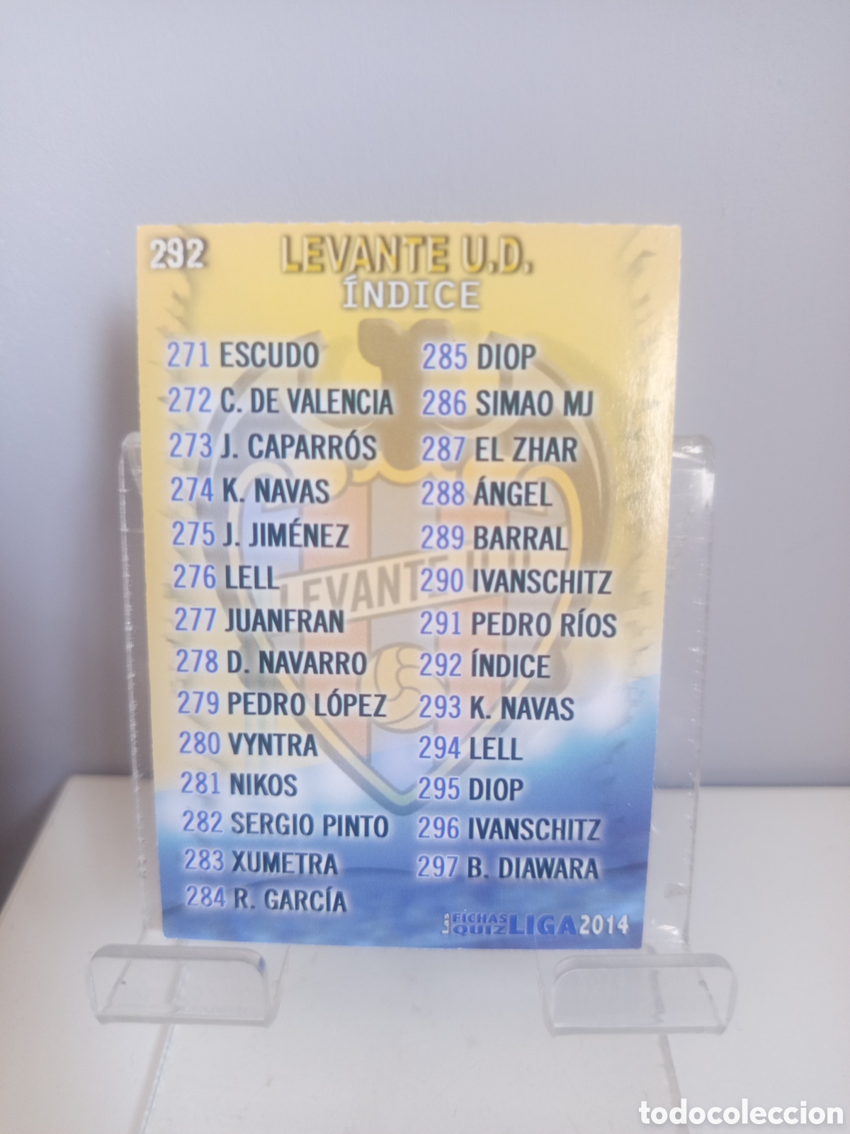 Cromos de f&uacute;tbol: ❇️ CROMO CARD ⚽ &Iacute;NDICE LEVANTE 292 FICHAS LIGA QUIZ GAME 2014 13 14 2013 2014 MUNDICROMO ❇️