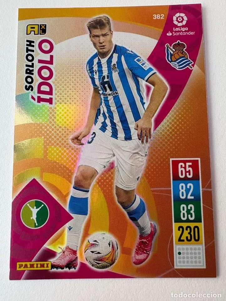 Cromos de f&uacute;tbol: Carta Sorloth Real Sociedad &Iacute;dolo 382 Adrenalyn 2021-22