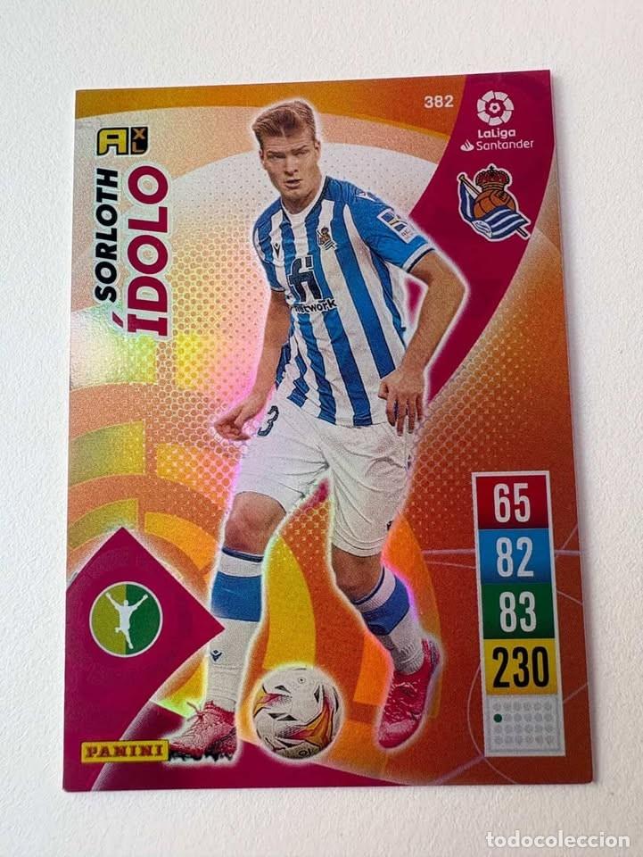 Cromos de f&uacute;tbol: Carta Sorloth Real Sociedad &Iacute;dolo 382 Adrenalyn 2021-22