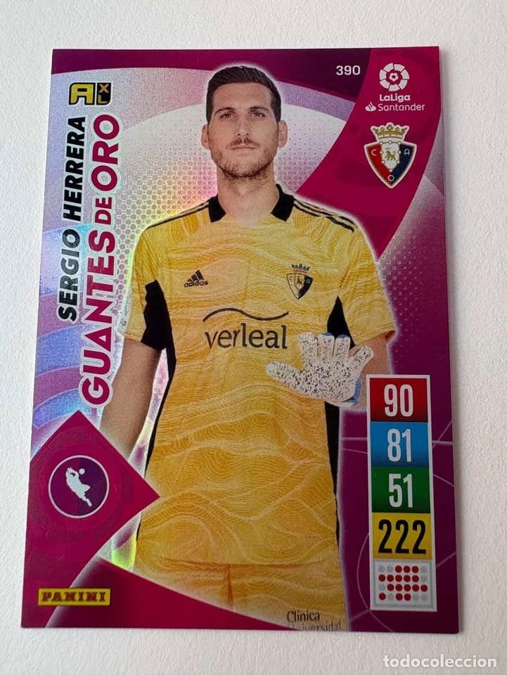 Cromos de f&uacute;tbol: Carta Sergio Herrera Osasuna Guantes de Oro 390 Adrenalyn 2021-22