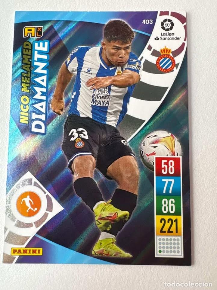 Cromos de f&uacute;tbol: Carta Nico Melamed Espanyol Diamante 403 Adrenalyn 2021-22