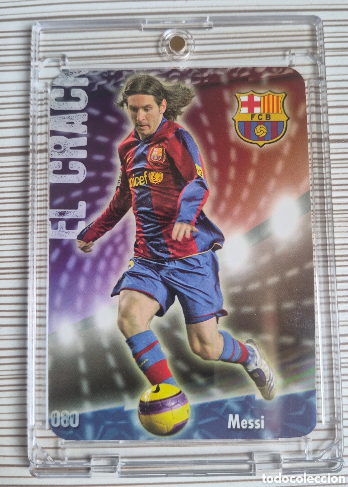 Cromos de f&uacute;tbol: MESSI EL CRACK FONDO MATE PUNTAS REDONDAS MUNDICROMO 2009 IMPOLUTO!!