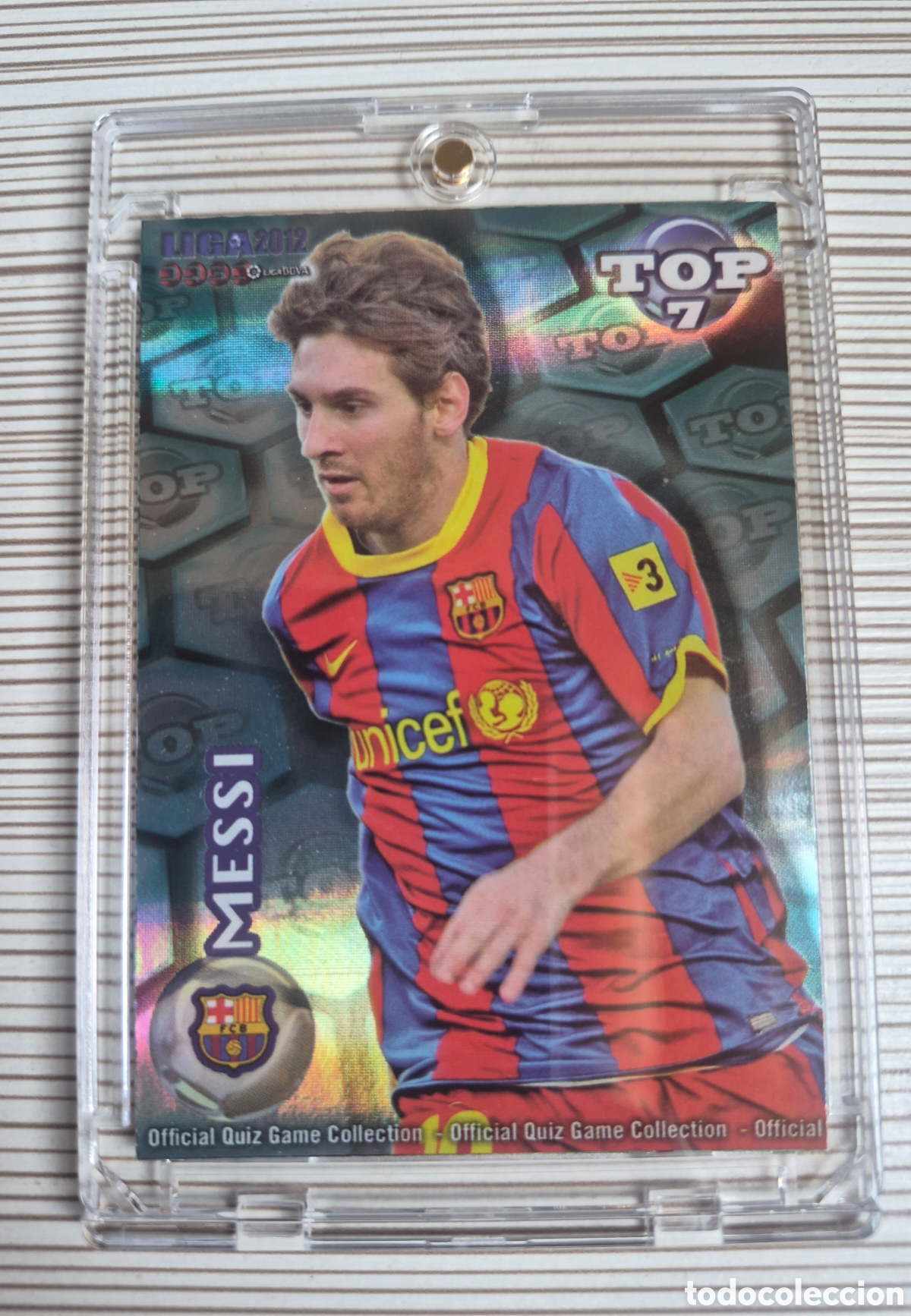 Cromos de f&uacute;tbol: MESSI TOP AZUL RAYAS/AGUAS MUNDICROMO 2011 2012 IMPOLUTO!!