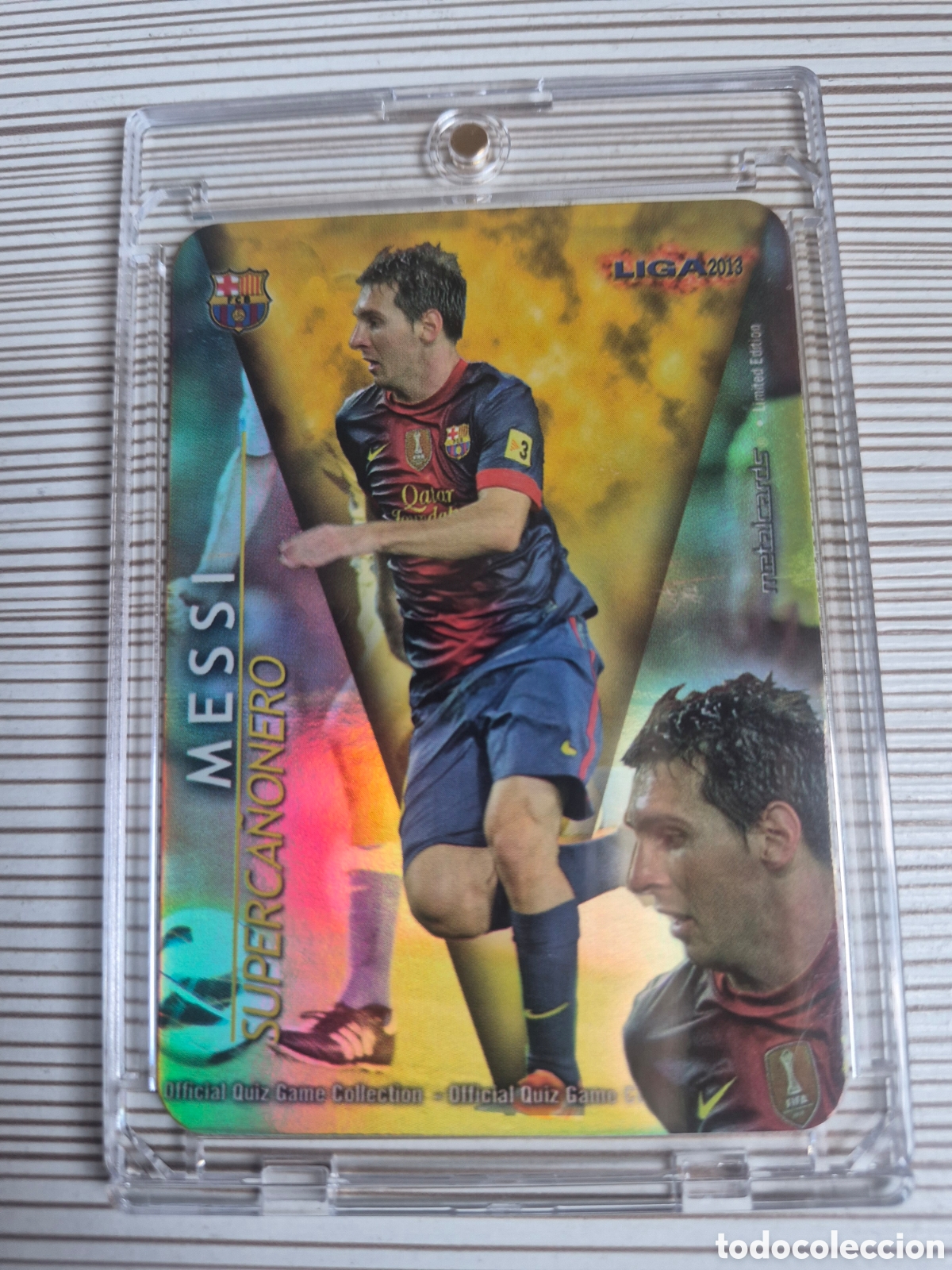 Cromos de f&uacute;tbol: MESSI CA&Ntilde;ONERO BRILLO LISO PUNTAS REDONDAS MUNDICROMO 2012 2013 IMPOLUTO!!