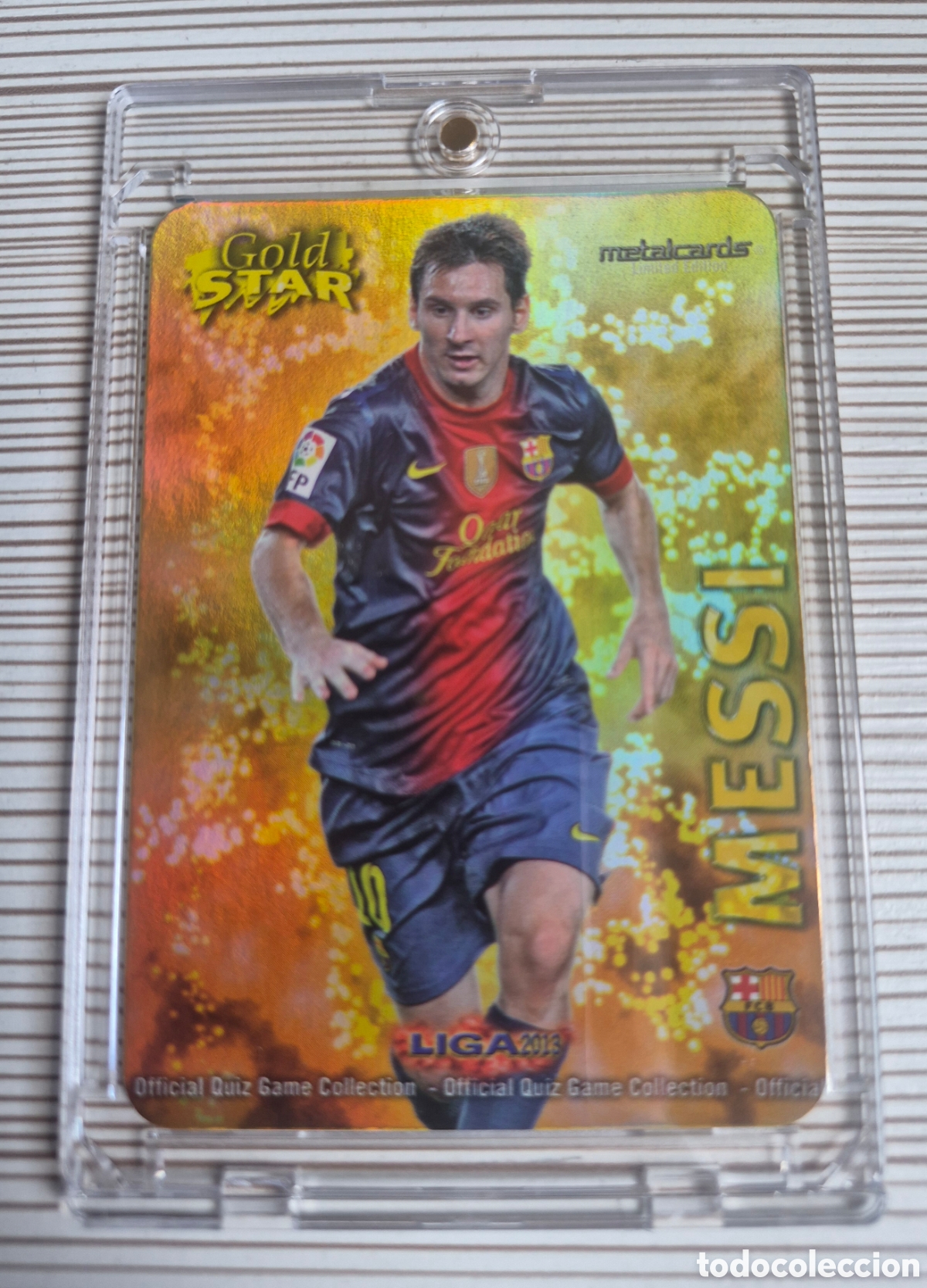 Cromos de f&uacute;tbol: MESSI GOLD STAR BRILLO LISO MUNDICROMO 2012 2013 IMPOLUTO!!