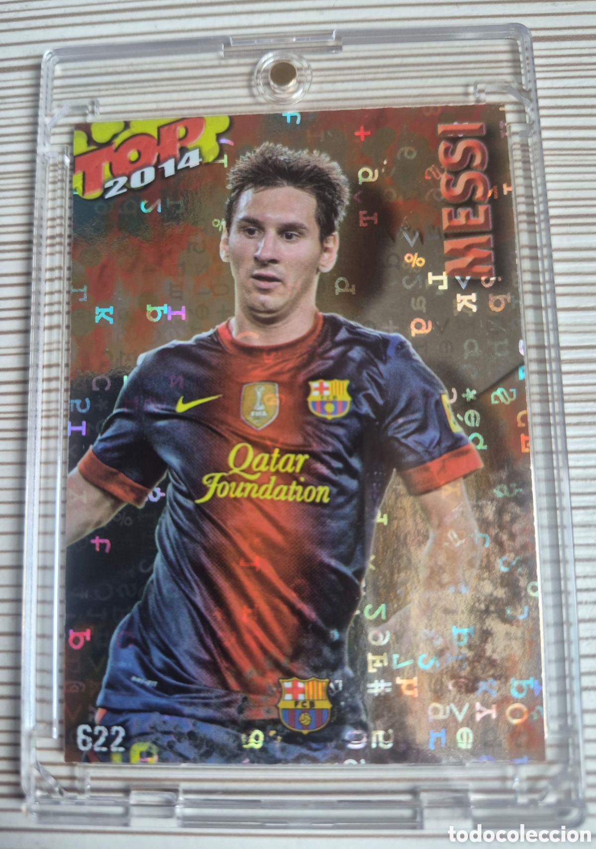 Cromos de f&uacute;tbol: MESSI TOP ROJO LETRAS MUNDICROMO 2013 2014 IMPOLUTO!!