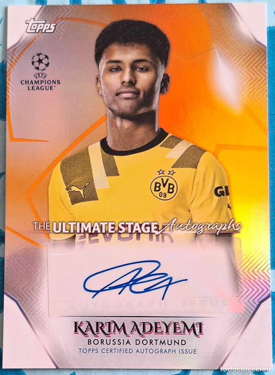 Cromos de f&uacute;tbol: Karim Adeyemi Borussia Dortmund Barcelona Topps Soccer Ultimate Stage Auto 15/25