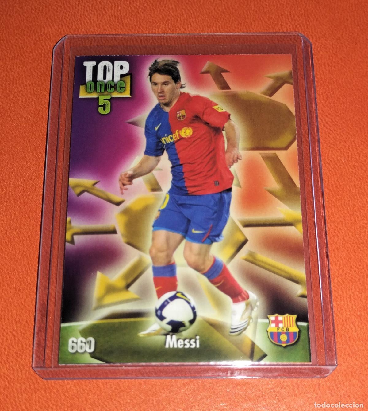 Cromos de f&uacute;tbol: 660 LIONEL MESSI TOP ONCE FC BARCELONA CARD MUNDICROMO LAS FICHAS DE LA LIGA FUTBOL 2008 2009 08 09
