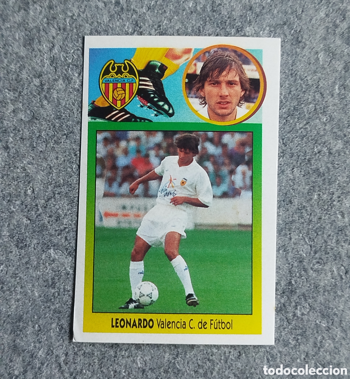 Cromos de f&uacute;tbol: ADHESIVO BAJA LEONARDO VALENCIA LIGA 93 94 1993 1994 ESTE SIN PEGAR NUNCA PEGADO CROMO