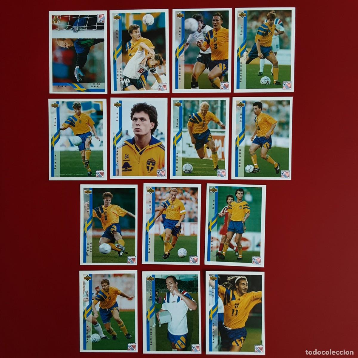 Cromos de f&uacute;tbol: SELECCION COMPLETA SUECIA MUNDIAL USA 94 UPPER DECK STICKERS-NUNCA PEGADO-LARSSON/BROHLIN
