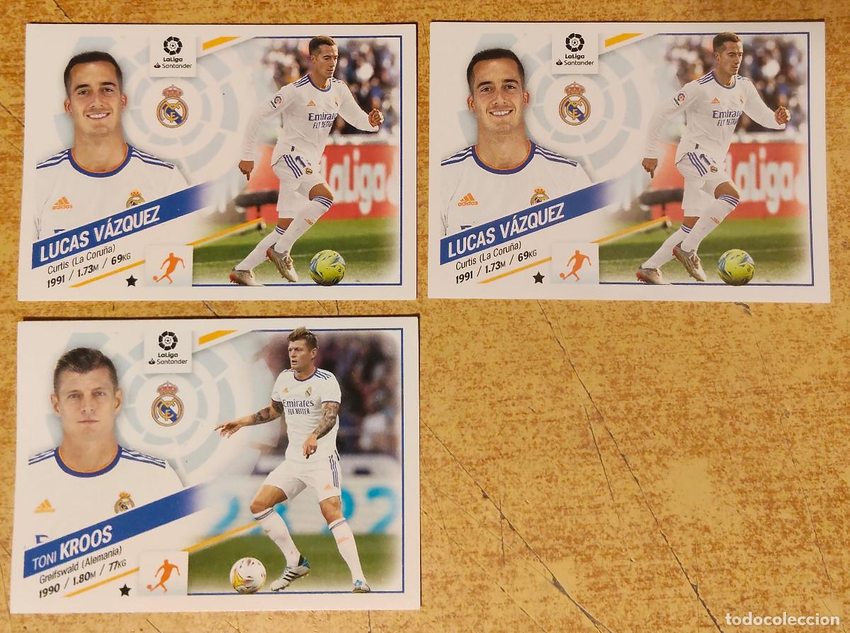 Cromos de f&uacute;tbol: lucas vazquez 14 REAL MADRID EDICIONES ESTE LIGA 2022 2023 22 23 n&ordm; cromo PANINI + toni Kroos