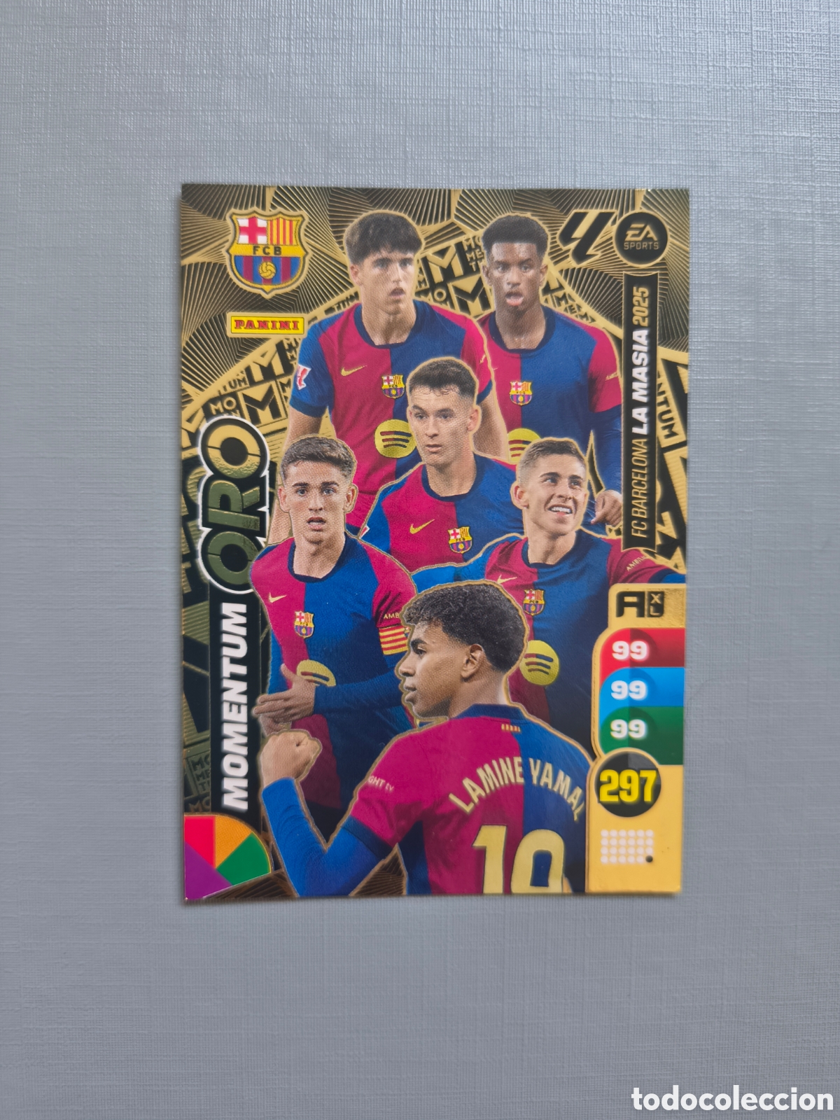 Cromos de f&uacute;tbol: ADRENALYN 2024 2025 MOMENTUM ORO FC BARCELONA LA MASIA