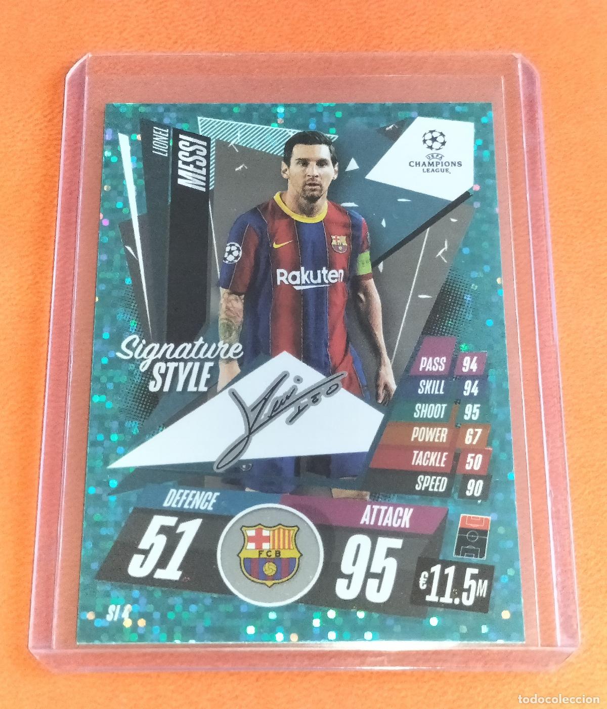 Cartes &agrave; collectionner de Football: MESSI SIGNATURE STYLE CARD BARCELONA CHAMPIONS EUROPA LEAGUE TOPPS ATTAX EXTRA 20 21 2020 2021