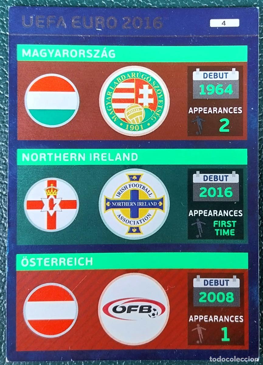 Figurine di Calcio: 4 LOGO HUNGRIA IRLANDA AUSTRIA FICHAS ALBUM ADRENALYN XL EUROCOPA FRANCIA 2016