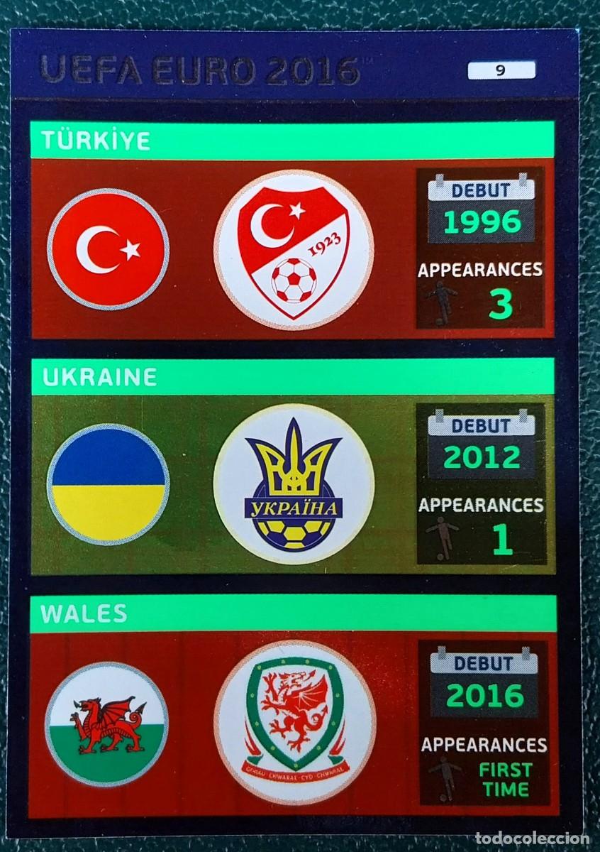 Cromos de f&uacute;tbol: 9 LOGO TURQUIA / UKRANIA / WALES FICHAS ALBUM ADRENALYN XL EUROCOPA FRANCIA 2016