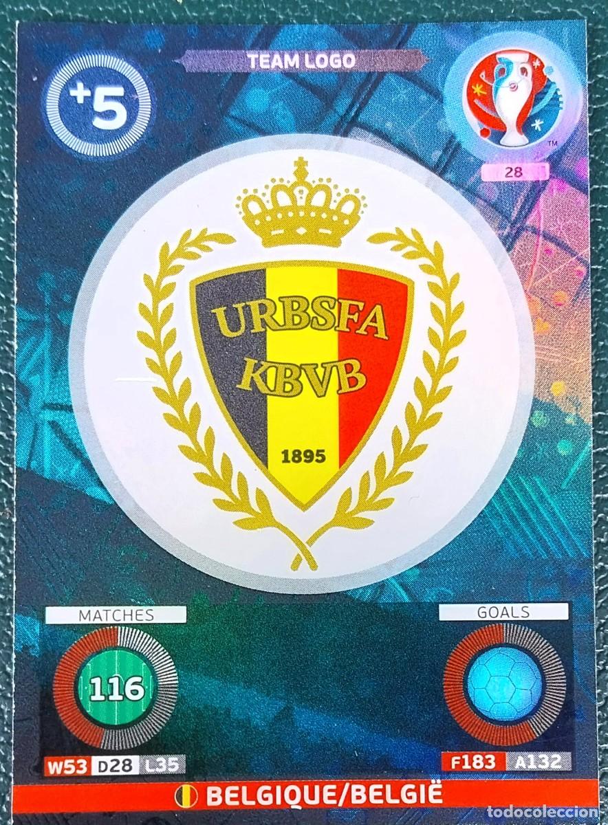 Cromos de f&uacute;tbol: 28 ESCUDO BELGICA FICHAS ALBUM ADRENALYN XL EUROCOPA FRANCIA 2016