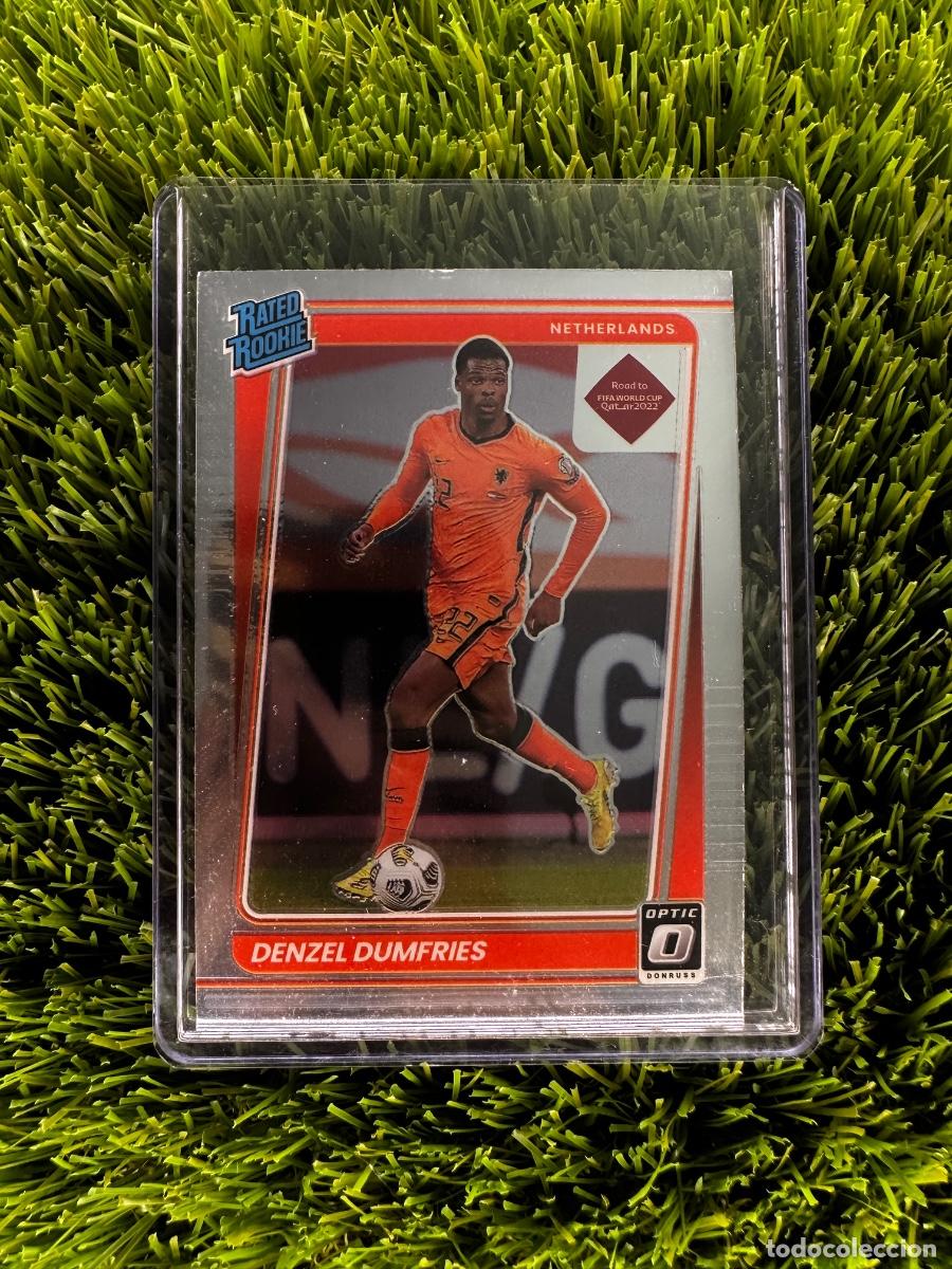 Cromos de f&uacute;tbol: N&ordm; 178 Denzel Dumfries Rated Rookie Optic Pa&iacute;ses Bajos Donruss Road to Qatar 2022