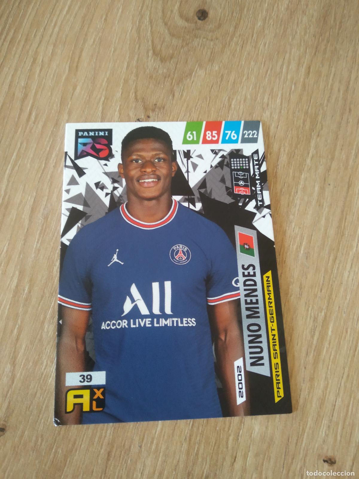 Cromos de f&uacute;tbol: 39 NUNO MENDES PARIS SAINT GERMAIN CROMO FUTBOL PANINI 21-22 ADRENALYN RISING STARS 2021-2022