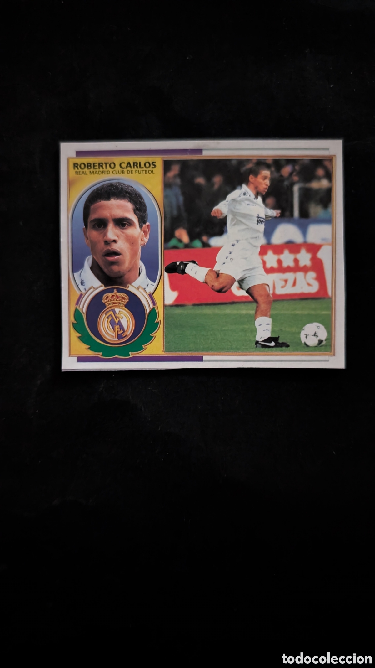 Fu&szlig;ball-Sticker: ROBERTO CARLOS VERSION REAL MADRID LIGA ESTE 1996/97 96 97 RECORTADO