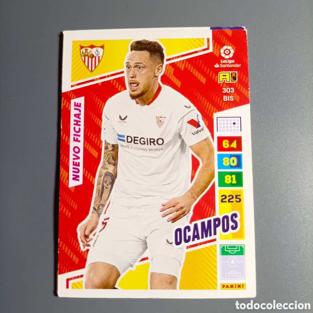 Cromos de f&uacute;tbol: ADRENALYN. LIGA 2021-2022 (SEVILLA) №303 BIS. OCAMPOS / NUEVO FICHAJE